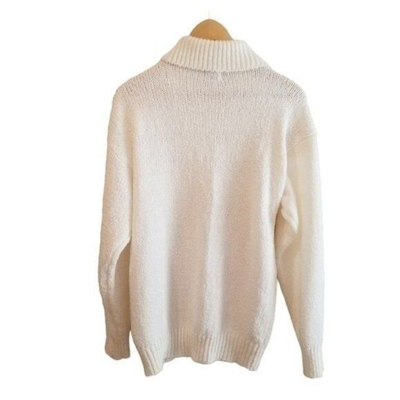 Sterling Harris Turtleneck Cable Knit Pearl Detail Ivory Sweater Small 6 0072 - Picture 5 of 7